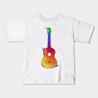 rainbow colors guitar Kids T-Shirt